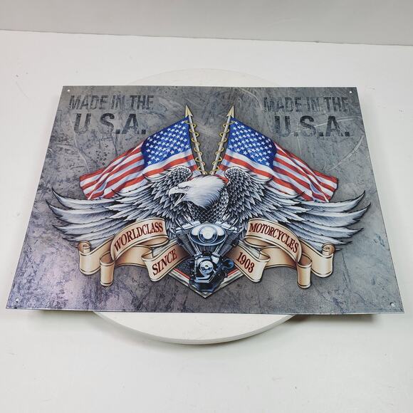 Vintage 1903 USA World Class Motorcycles Metal Sign 16x12 Inch - Picture 2 of 3